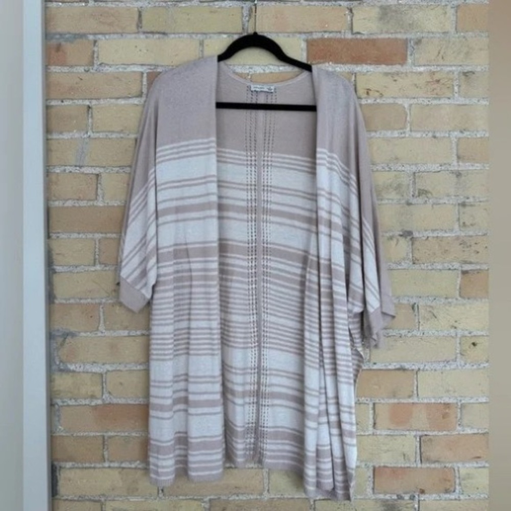 Striped Beige and White Cardigan